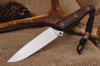 Нож "Пират" Bohler K110. Рукоять коричневая карельская береза.